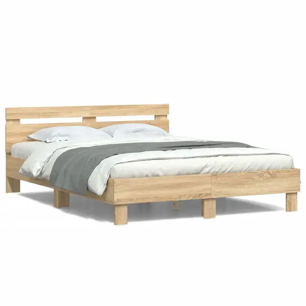 Gossi cadru de pat cu tablie si led, stejar sonoma, 140x200 cm