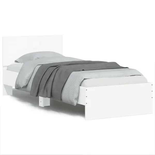 Gossi cadru de pat cu tablie si lumini led, alb, 75x190 cm