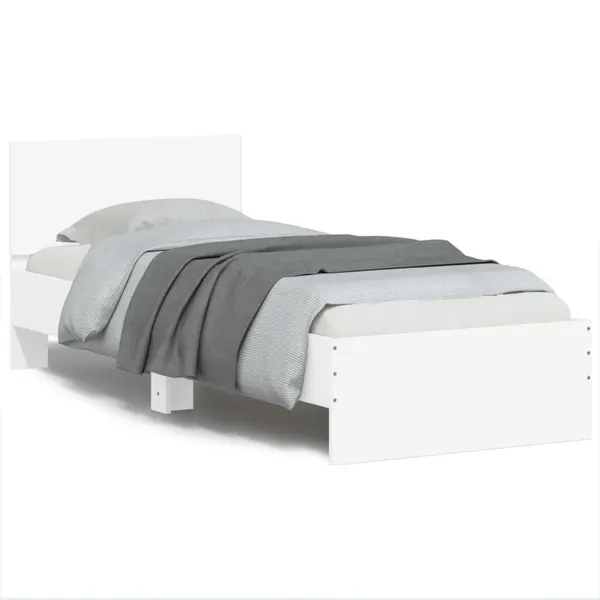 Gossi cadru de pat cu tablie si lumini led, alb, 90x190 cm