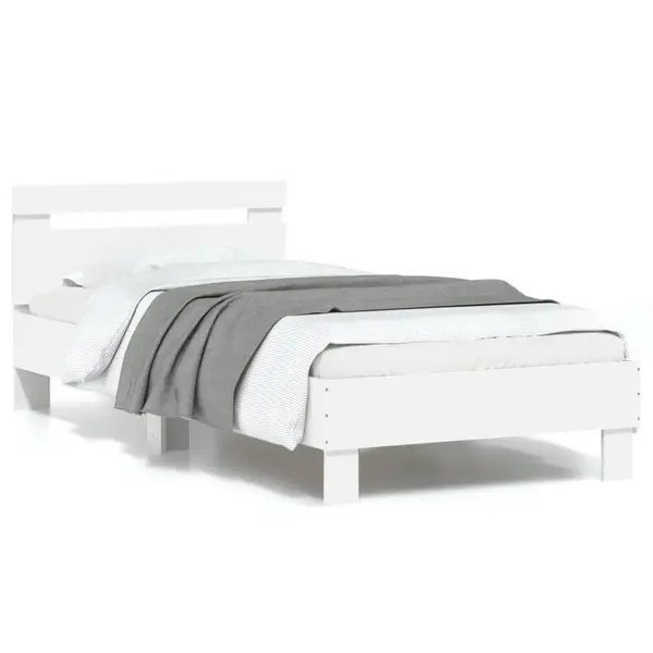 Gossi cadru de pat cu tablie si lumini led, alb, 90x190 cm