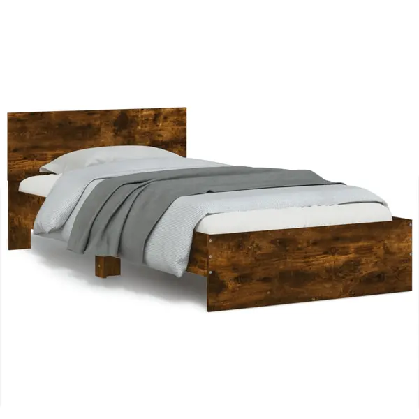 Gossi cadru de pat cu tablie stejar fumuriu 100x200 cm lemn prelucrat