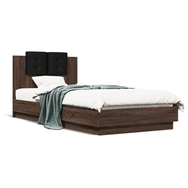 Gossi cadru de pat cu tablie stejar maro 100x200 cm lemn prelucrat