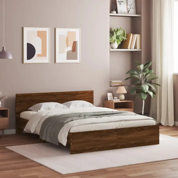 Gossi cadru de pat cu tablie, stejar maro, 150x200 cm