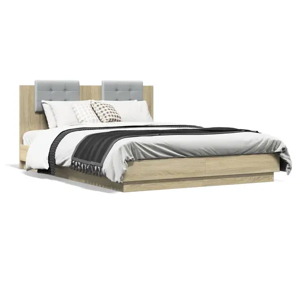 Gossi cadru de pat cu tablie stejar sonoma 120x200 cm lemn prelucrat