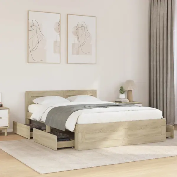 Gossi cadru de pat cu tablie stejar sonoma 120x200 cm lemn prelucrat