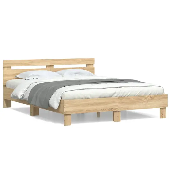 Gossi cadru de pat cu tablie stejar sonoma 140x200 cm lemn prelucrat