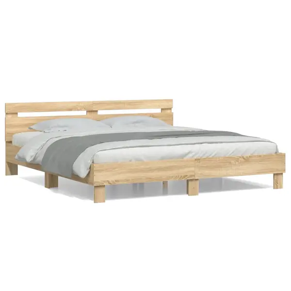 Gossi cadru de pat cu tablie stejar sonoma 160x200 cm lemn prelucrat