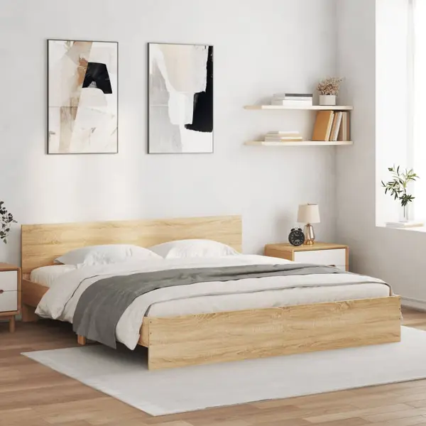 Gossi cadru de pat cu tablie, stejar sonoma, 200x200 cm