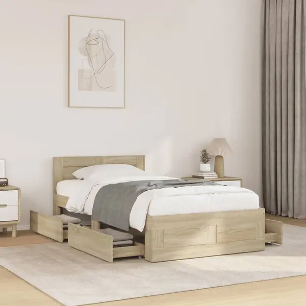Gossi cadru de pat cu tablie stejar sonoma 75x190 cm lemn prelucrat
