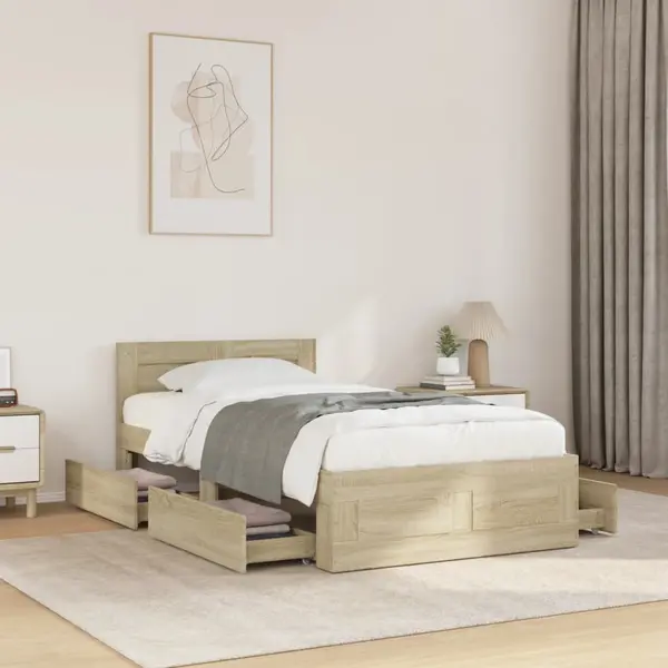 Gossi cadru de pat cu tablie stejar sonoma 90x190 cm lemn prelucrat