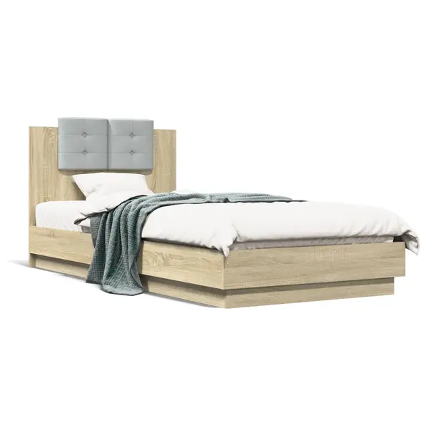 Gossi cadru de pat cu tablie, stejar sonoma, 90x200 cm lemn prelucrat