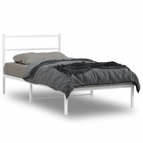 Gossi cadru de pat din metal cu tablie, alb, 100x200 cm