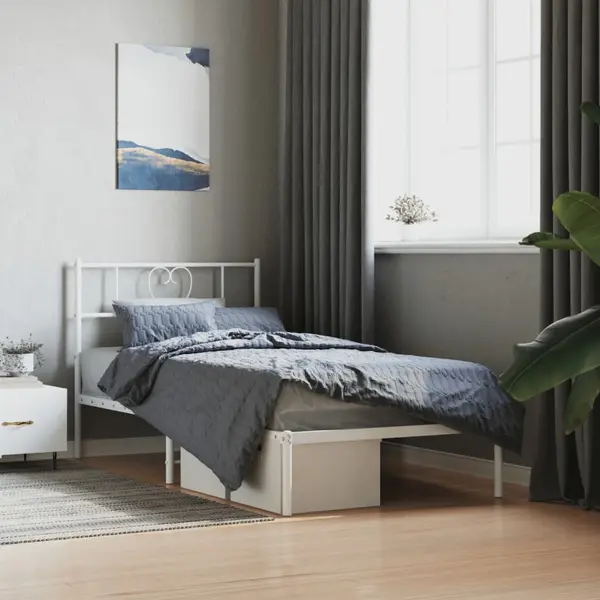 Gossi cadru de pat din metal cu tablie, alb, 100x200 cm