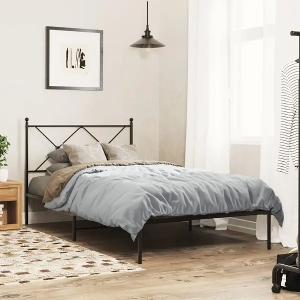 Gossi cadru de pat din metal cu tablie, negru, 100x200 cm