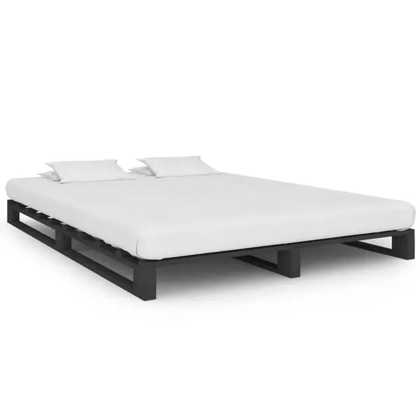 Gossi cadru de pat din paleti, 140 x 200 cm, gri, lemn masiv de pin