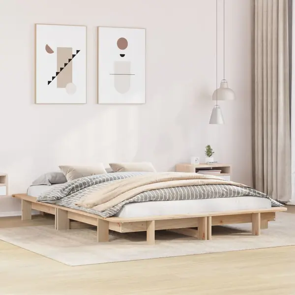 Gossi cadru de pat fara saltea, 120x190 cm, lemn masiv pin