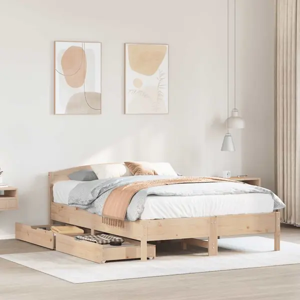 Gossi cadru de pat fara saltea, 120x190 cm, lemn masiv pin