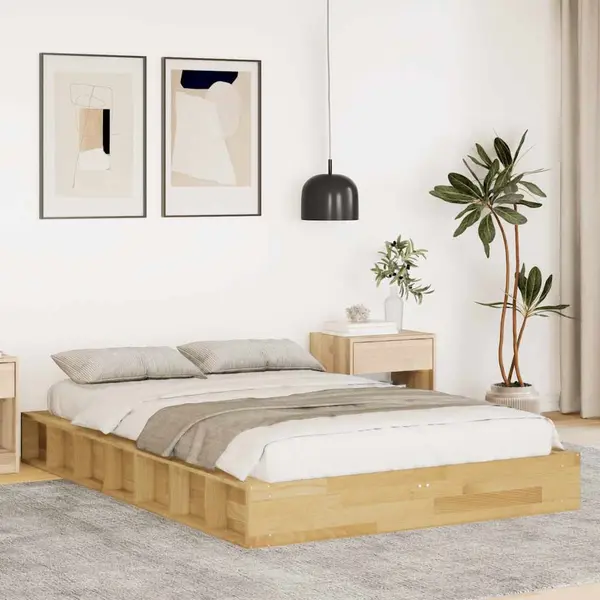 Gossi cadru de pat fara saltea 120x200 cm din lemn masiv de stejar