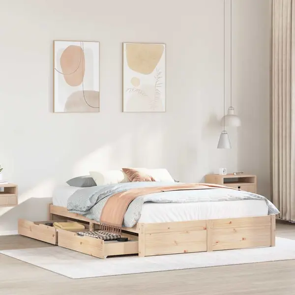 Gossi cadru de pat fara saltea, 120x200 cm, lemn masiv pin