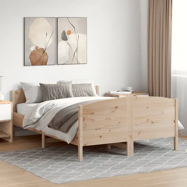 Gossi cadru de pat fara saltea, 135x190 cm, lemn masiv de pin