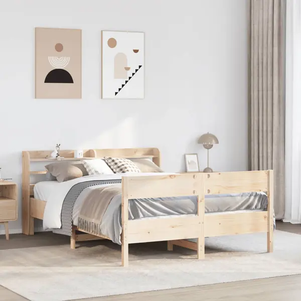 Gossi cadru de pat fara saltea, 135x190 cm, lemn masiv de pin