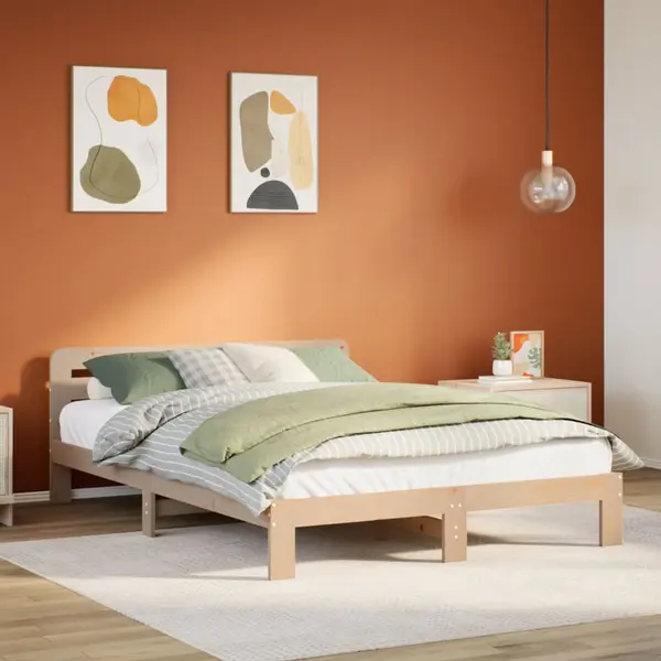 Gossi cadru de pat fara saltea, 135x190 cm, lemn masiv de pin