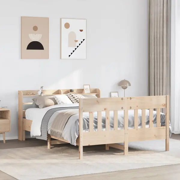 Gossi cadru de pat fara saltea, 135x190 cm, lemn masiv de pin