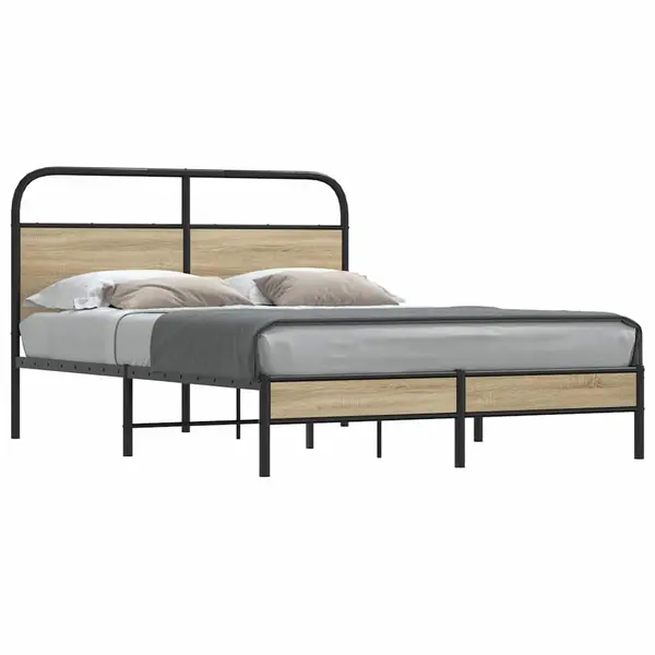 Gossi cadru de pat fara saltea 135x190 cm stejar fumuriu