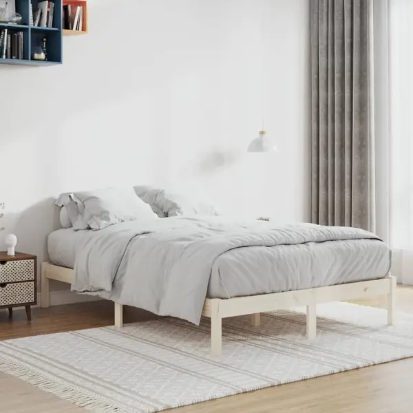 Gossi cadru de pat fara saltea, 137x190 cm, lemn masiv pin complet