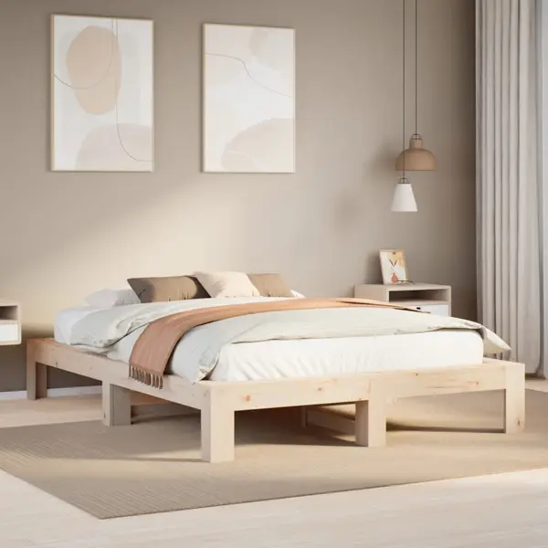 Gossi cadru de pat fara saltea, 140x190 cm, lemn masiv de pin