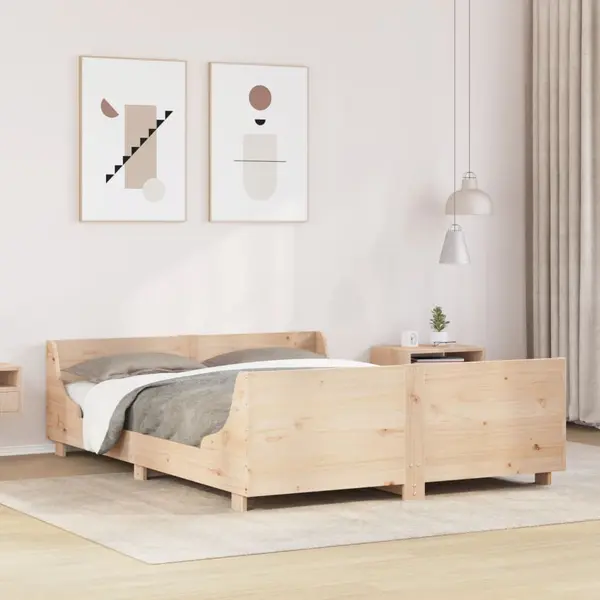 Gossi cadru de pat fara saltea, 140x190 cm, lemn masiv de pin