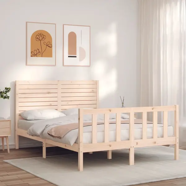 Gossi cadru de pat fara saltea, 140x190 cm, lemn masiv de pin