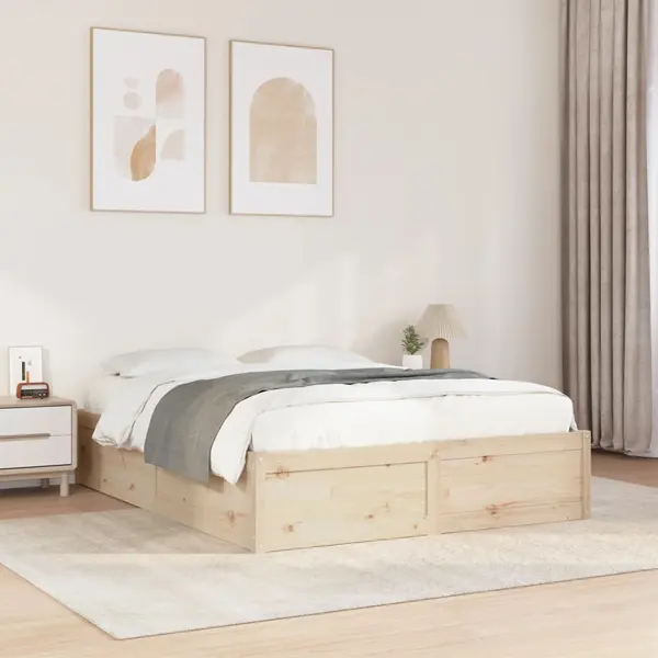 Gossi cadru de pat fara saltea, 140x190 cm, lemn masiv de pin