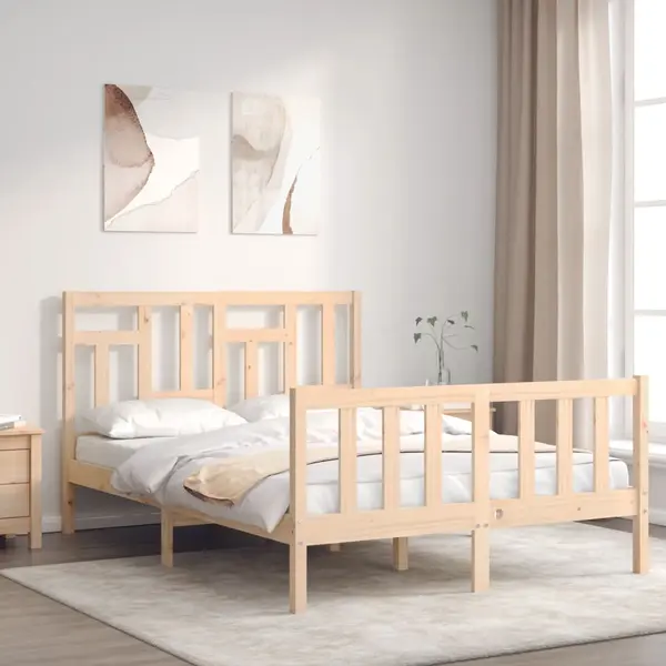 Gossi cadru de pat fara saltea, 140x190 cm, lemn masiv de pin