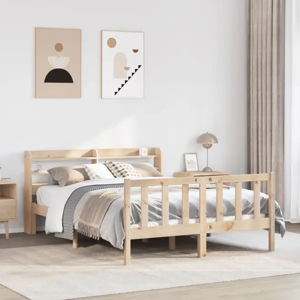Gossi cadru de pat fara saltea, 140x190 cm, lemn masiv de pin