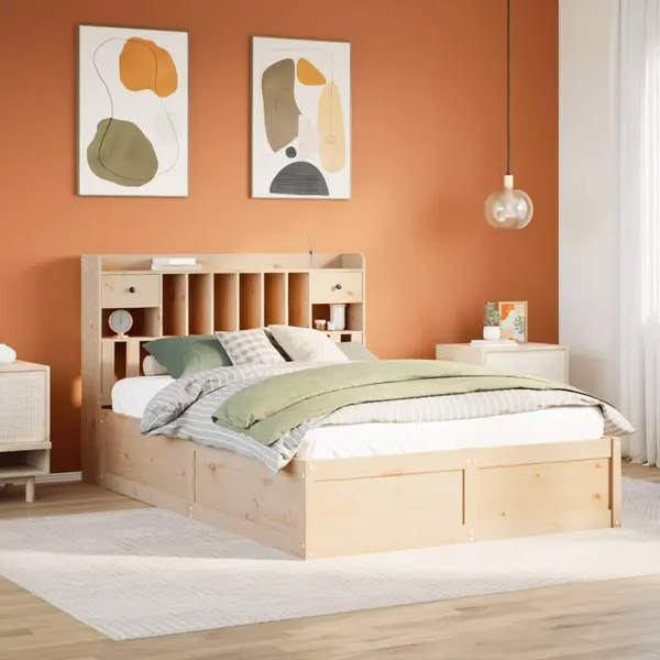 Gossi cadru de pat fara saltea, 140x190 cm, lemn masiv de pin