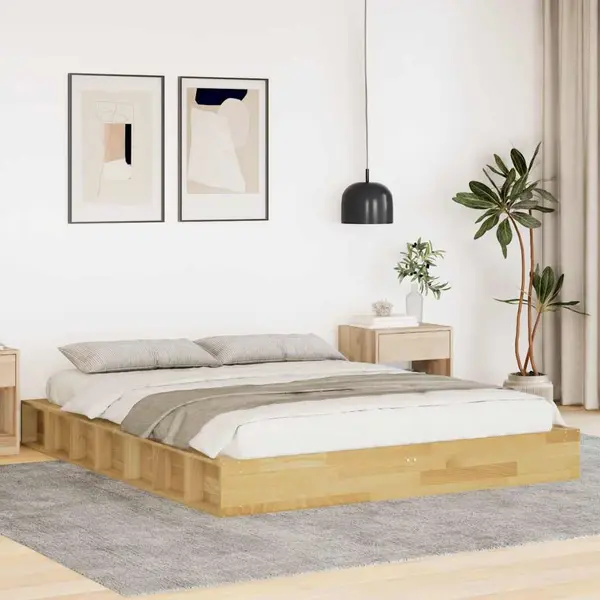 Gossi cadru de pat fara saltea 140x200 cm din lemn masiv de stejar