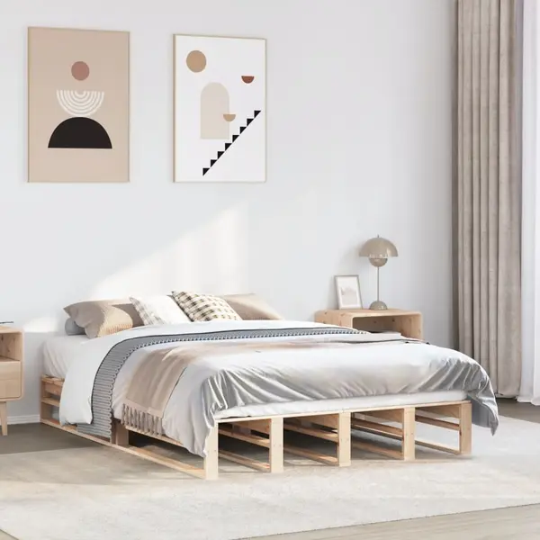 Gossi cadru de pat fara saltea, 140x200 cm, lemn masiv pin