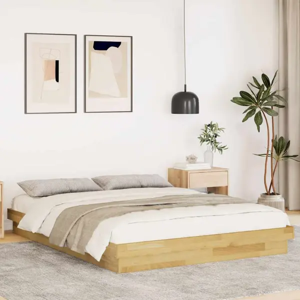 Gossi cadru de pat fara saltea 150x200 cm din lemn masiv de stejar
