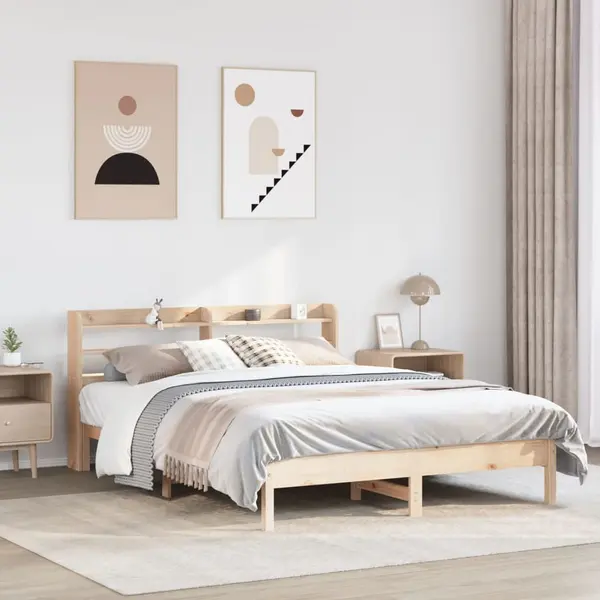 Gossi cadru de pat fara saltea, 150x200 cm, lemn masiv pin