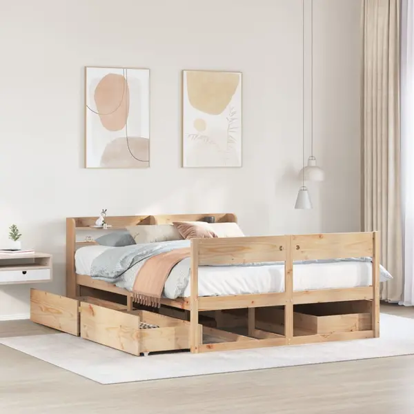Gossi cadru de pat fara saltea, 150x200 cm, lemn masiv pin