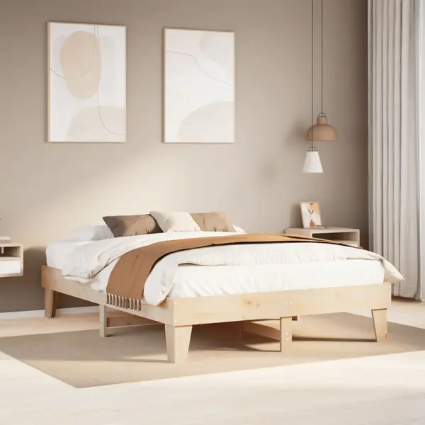 Gossi cadru de pat fara saltea, 150x200 cm, lemn masiv pin