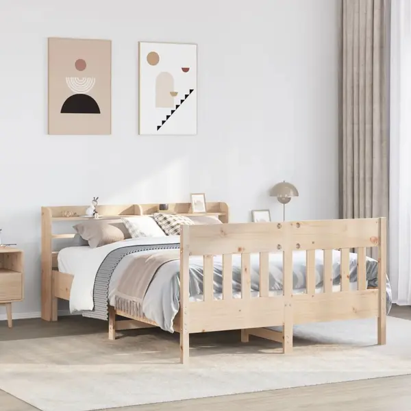 Gossi cadru de pat fara saltea, 150x200 cm, lemn masiv pin