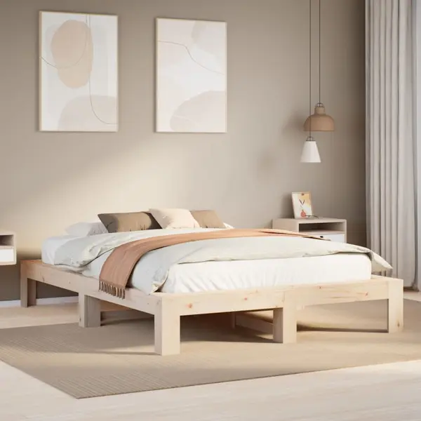 Gossi cadru de pat fara saltea, 150x200 cm, lemn masiv pin