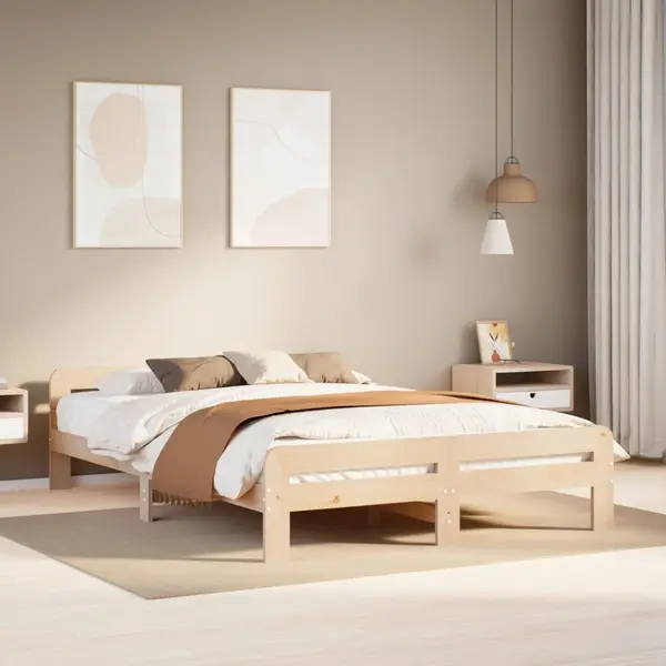Gossi cadru de pat fara saltea, 150x200 cm, lemn masiv pin
