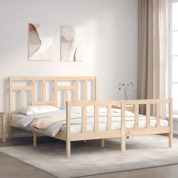 Gossi cadru de pat fara saltea, 160x200 cm, lemn masiv pin