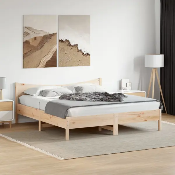 Gossi cadru de pat fara saltea, 180x200 cm, lemn masiv pin