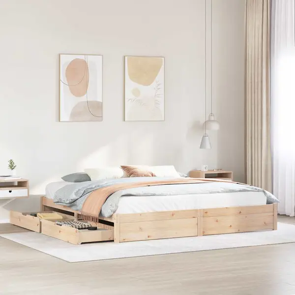 Gossi cadru de pat fara saltea, 180x200 cm, lemn masiv pin