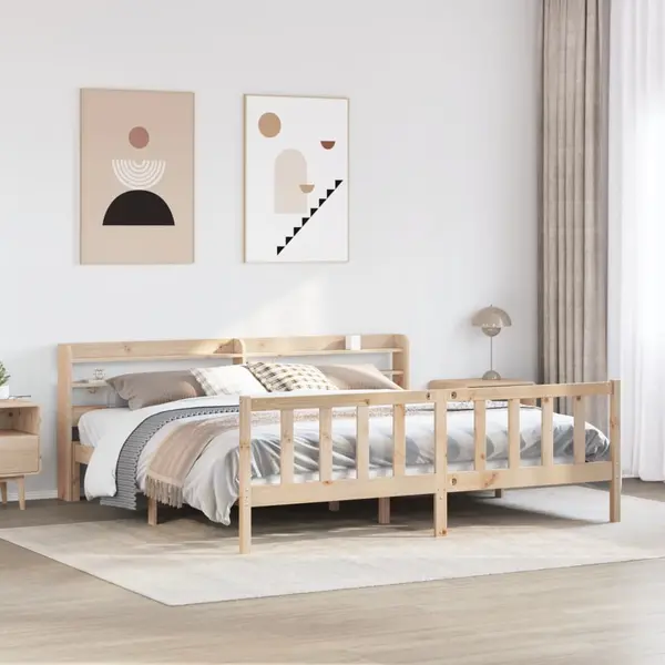 Gossi cadru de pat fara saltea, 200x200 cm, lemn masiv pin