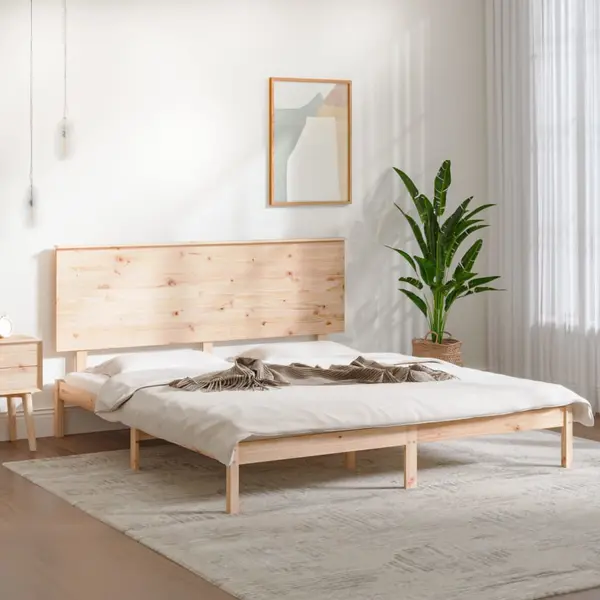 Gossi cadru de pat fara saltea, 200x200 cm, lemn masiv pin